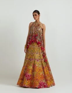 Mustard Lehenga With A Tasseled Blouse -Africans Shop dac839mustard2