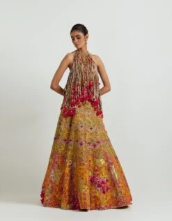 Mustard Lehenga With A Tasseled Blouse -Africans Shop dac839mustard3