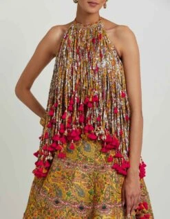 Mustard Lehenga With A Tasseled Blouse -Africans Shop dac839mustard4