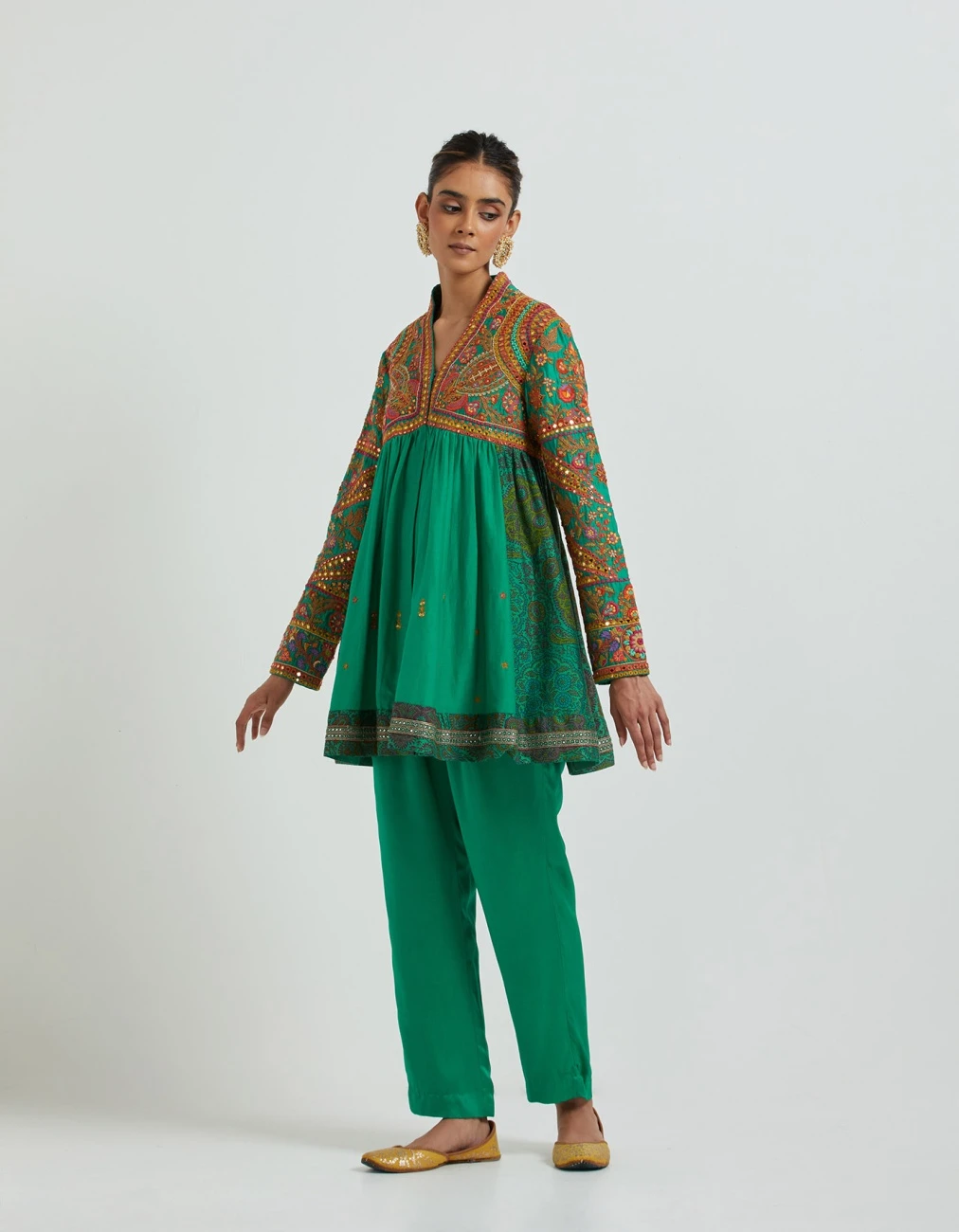 Meena Green Short Peplum With Pants Set 4 Meena Green Short Peplum With Pants Set - Image 2