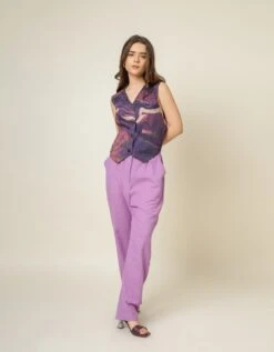 Purple Francis Printed Waist Coat