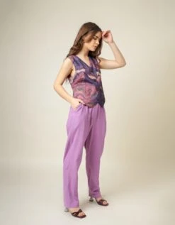 Purple Francis Printed Waist Coat -Africans Shop dl24jk0045