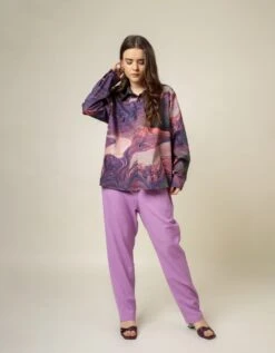 Purple Earo Printed Shirt