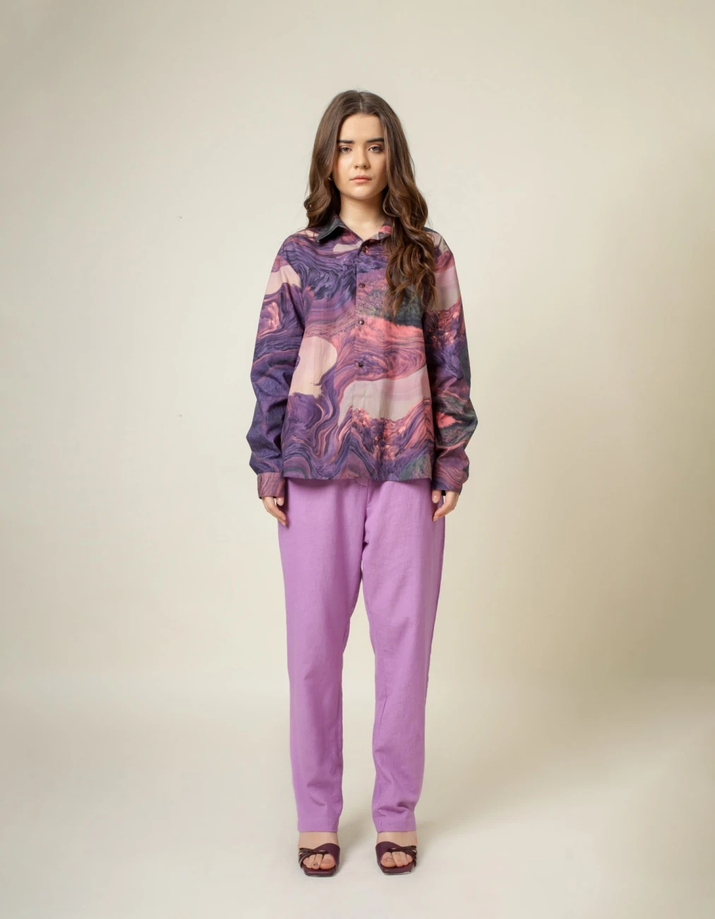Purple Earo Printed Shirt 4 Purple Earo Printed Shirt - Image 2