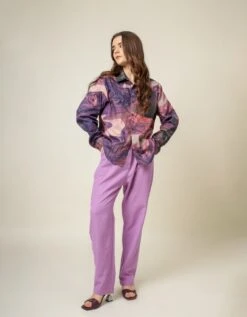 Purple Earo Printed Shirt 11 Purple Earo Printed Shirt -Africans Shop dl24sh0023