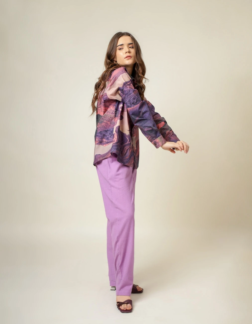 Purple Earo Printed Shirt 6 Purple Earo Printed Shirt - Image 4