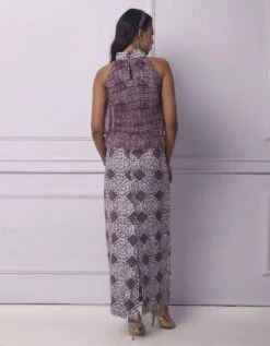 Batik Printed Purple Halter Neck With Organza Layer -Africans Shop ekkahlttpp2b