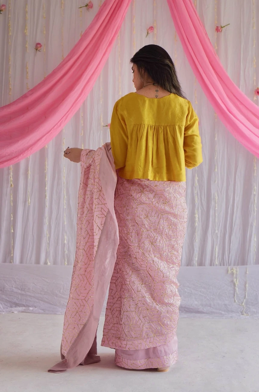 Empireline Blouse In Yellow Raw Silk 6 Empireline Blouse In Yellow Raw Silk - Image 4