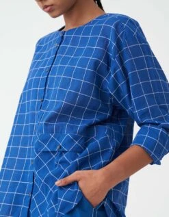 Electric Blue Front Pocket Shirt -Africans Shop f23s014