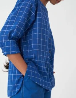 Electric Blue Front Pocket Shirt -Africans Shop f23s015