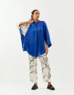 Inca Cobalt Blue Panelled Shirt