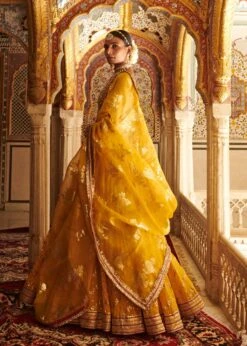 Yellow And Off White Varq Lehenga Set -Africans Shop itrh1227b