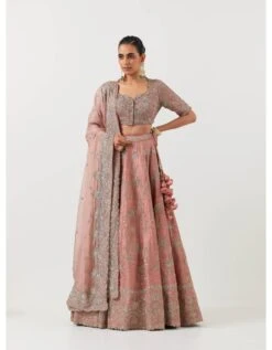 Raw Silk Peach Hand Embroidered Blouse -Africans Shop jayj222310162