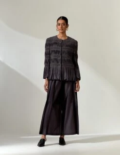 Hand-Smocked Jacket Wit Hakama Pants In Grey