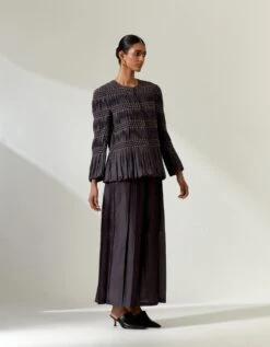 Hand-Smocked Jacket Wit Hakama Pants In Grey -Africans Shop jkt201setgrey3 1