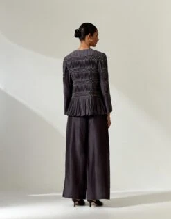 Hand-Smocked Jacket Wit Hakama Pants In Grey -Africans Shop jkt201setgreyb 1