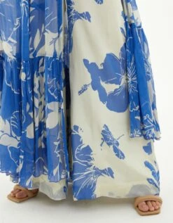 White And Blue Floral Pants -Africans Shop kofw22013b