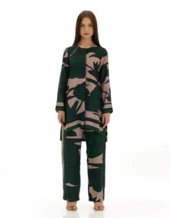 Green And Off White Floral Kurta Shirt