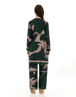 Green And Off White Floral Kurta Shirt -Africans Shop kofw23041b 1