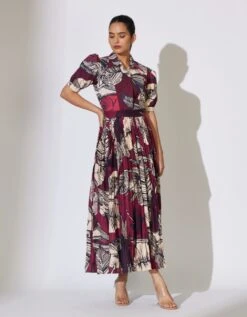 Brown And Off White Floral Shirt -Africans Shop kofw231043 1