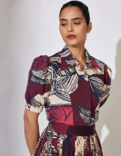 Brown And Off White Floral Shirt -Africans Shop kofw231045 1