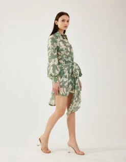 Blue And Beige Floral Wrap Shirt -Africans Shop kolfw0253