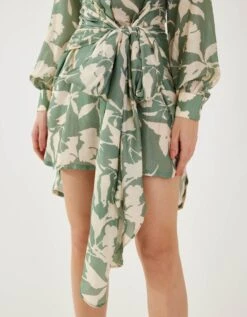 Blue And Beige Floral Wrap Shirt -Africans Shop kolfw0254