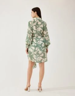 Blue And Beige Floral Wrap Shirt -Africans Shop kolfw025b