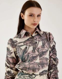 White And Pink Floral Shirt -Africans Shop kolfw0604