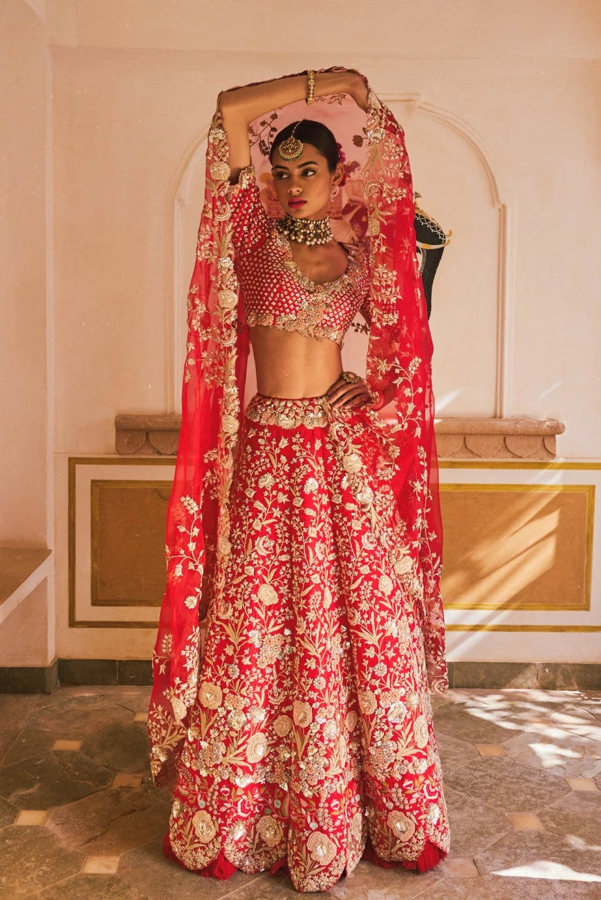 Red Heavy Lehenga Set 3 Red Heavy Lehenga Set