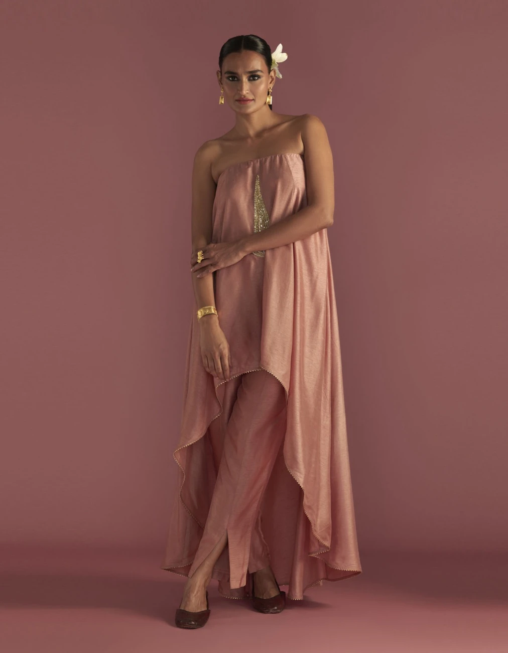 Salmon Paan-Patti High-Low Tube Top Set 5 Salmon Paan-Patti High-Low Tube Top Set - Image 3