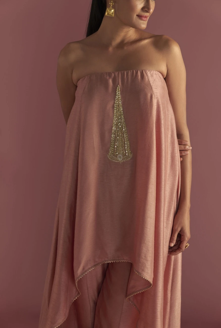 Salmon Paan-Patti High-Low Tube Top Set 6 Salmon Paan-Patti High-Low Tube Top Set - Image 4