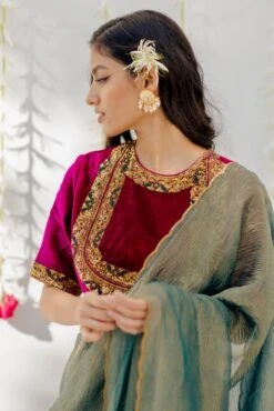 Magenta Rekha Embroidred Blouse -Africans Shop mimrj025 b