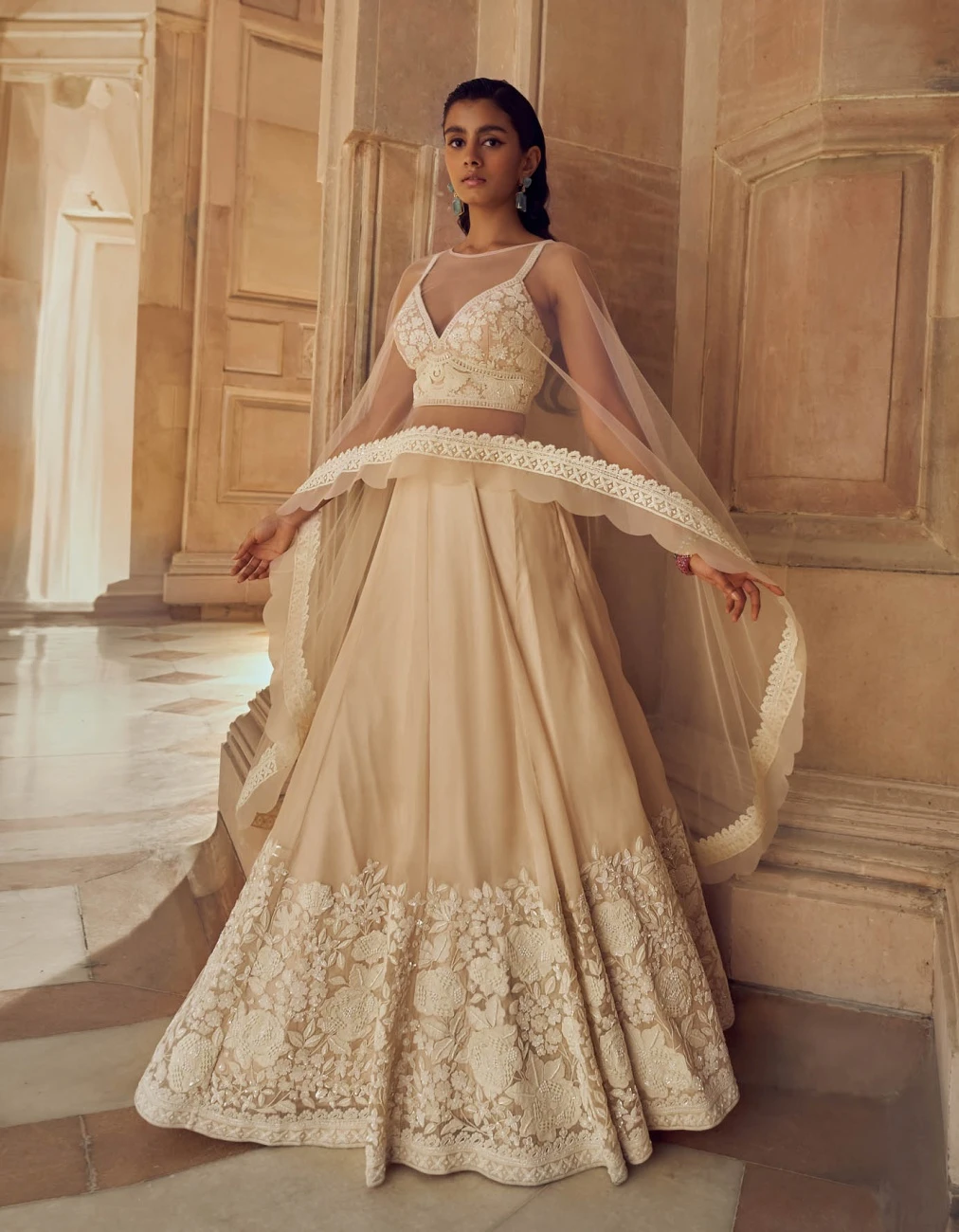 Nude Pink Mir Hand Embellished Lehenga Set 3 Nude Pink Mir Hand Embellished Lehenga Set