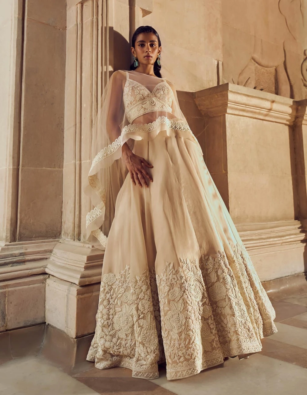 Nude Pink Mir Hand Embellished Lehenga Set 6 Nude Pink Mir Hand Embellished Lehenga Set - Image 4