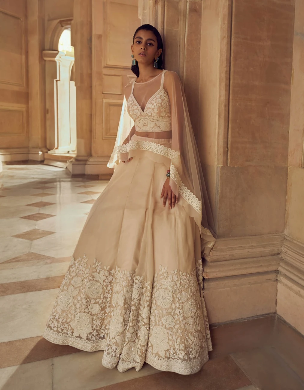 Nude Pink Mir Hand Embellished Lehenga Set 7 Nude Pink Mir Hand Embellished Lehenga Set - Image 5