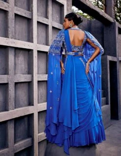 Blue Pre-Draped Lehenga Set -Africans Shop mk01817b