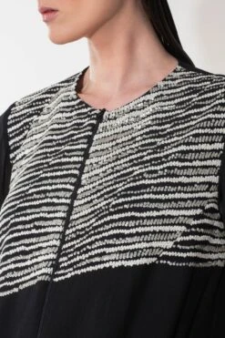 Black Metallic Cord Split Sleeve Top -Africans Shop njst1221 3