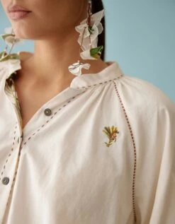 Cream Raglan Sleeves Shirt -Africans Shop nkgoatop 04ss243