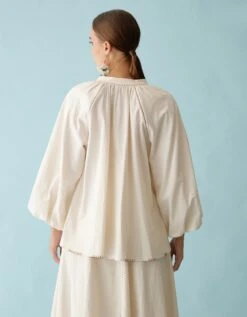 Cream Raglan Sleeves Shirt -Africans Shop nkgoatop 04ss24b