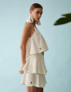 Cream Banana Tree Applique Cami Crop Top -Africans Shop nkgoatop 21ss243