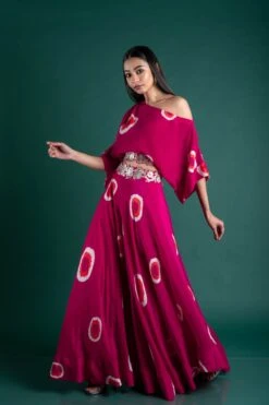 Rani And Orange Off-Shoulder Cape With Cicular Pant Set -Africans Shop nkind21057 2