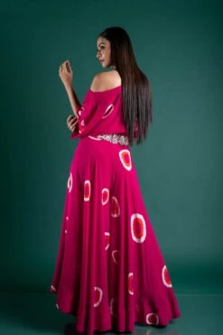 Rani And Orange Off-Shoulder Cape With Cicular Pant Set -Africans Shop nkind21057 b