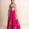 Fuchsia Hand Embroidered Lehenga And Yoke Blouse With Dusty-Rose Dupatta Cape -Africans Shop nkind23005rnor1