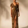 Green Aztec Print Drape Dress