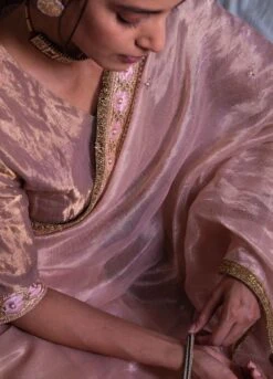 Blush Pink Nina Blouse In Handloom Tissue -Africans Shop nnablstsuskkr3