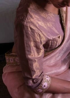 Blush Pink Nina Blouse In Handloom Tissue -Africans Shop nnablstsuskkrb