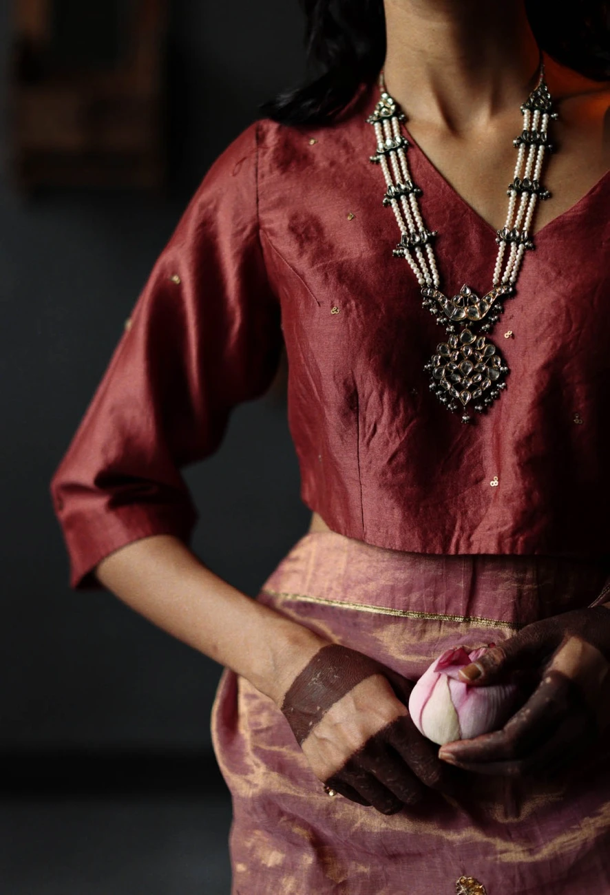 Pink Chanderi Blouse 4 Pink Chanderi Blouse - Image 2