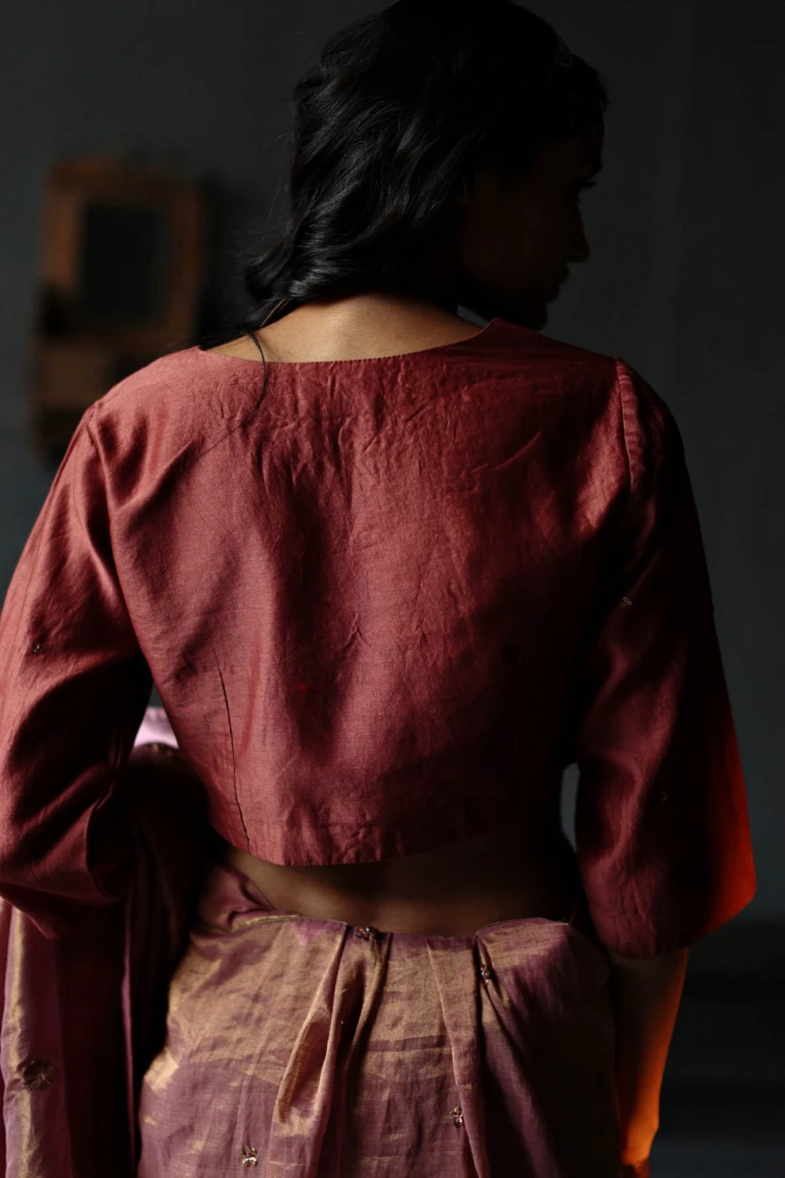 Pink Chanderi Blouse 6 Pink Chanderi Blouse - Image 4