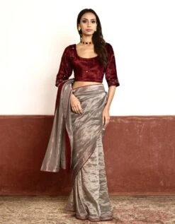 Red Deep U Neck Blouse